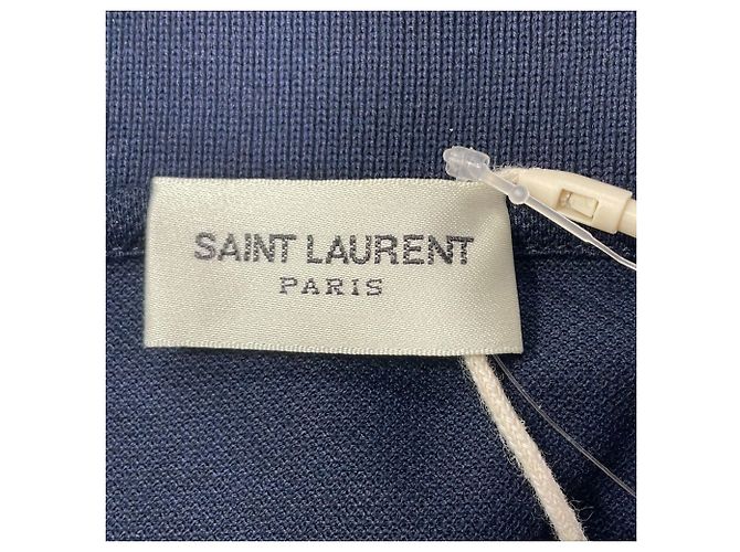 Polo-Shirt aus navyblauer Baumwolle mit gesticktem Logo Saint Laurent Cassandre Marineblau - Ansicht 5