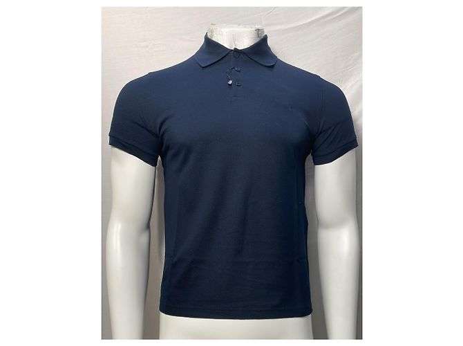 Polo-Shirt aus navyblauer Baumwolle mit gesticktem Logo Saint Laurent Cassandre Marineblau - Ansicht 7