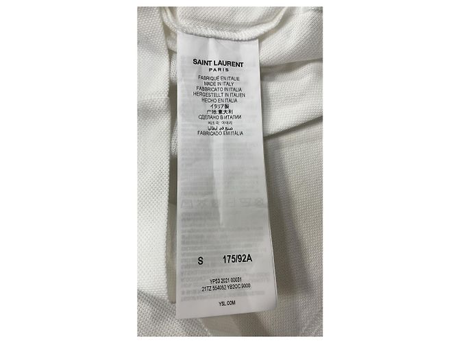 Polo de algodão branco com logo bordado Saint Laurent - vista 11