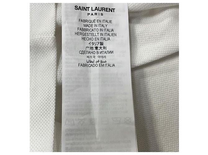 Polo de algodão branco com logo bordado Saint Laurent - vista 5