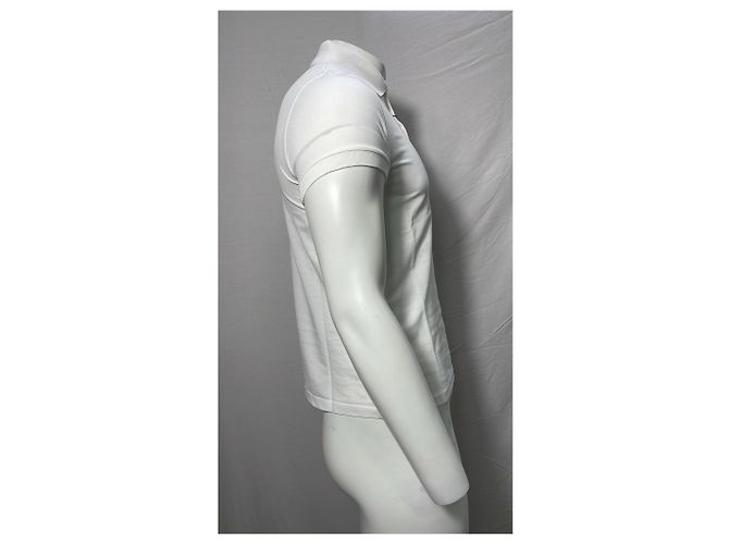 Polo de algodão branco com logo bordado Saint Laurent - vista 8