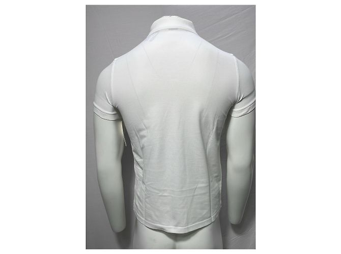 Polo de algodão branco com logo bordado Saint Laurent - vista 9
