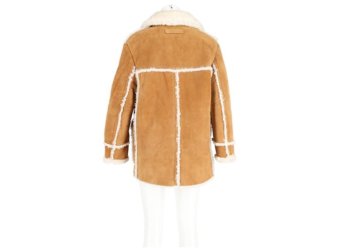 Giacca Miu Miu in shearling con bottoni e tasche in suede marrone - vista 6