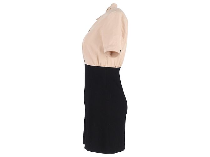 Trompe l'œil Kleid von Sandro mit Bluse aus beigem Lyocell - Ansicht 2