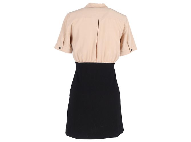 Trompe l'œil Kleid von Sandro mit Bluse aus beigem Lyocell - Ansicht 3