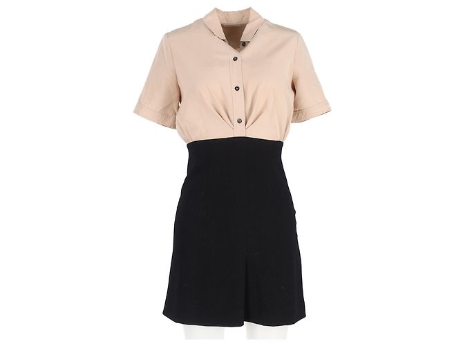 Trompe l'œil Kleid von Sandro mit Bluse aus beigem Lyocell - Ansicht 4