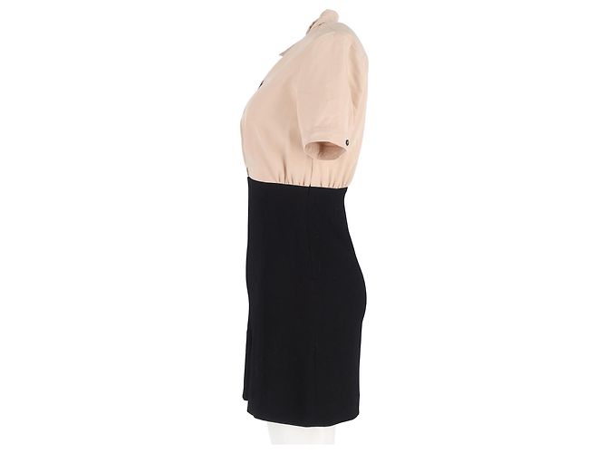 Trompe l'œil Kleid von Sandro mit Bluse aus beigem Lyocell - Ansicht 5