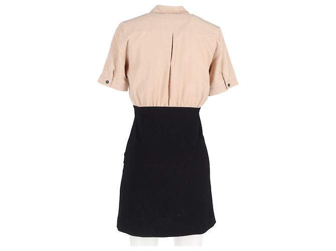 Trompe l'œil Kleid von Sandro mit Bluse aus beigem Lyocell - Ansicht 6