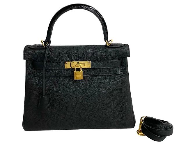 Hermès Hermes Kelly Touch 28 Togo Crocodile Bag Black - view 2