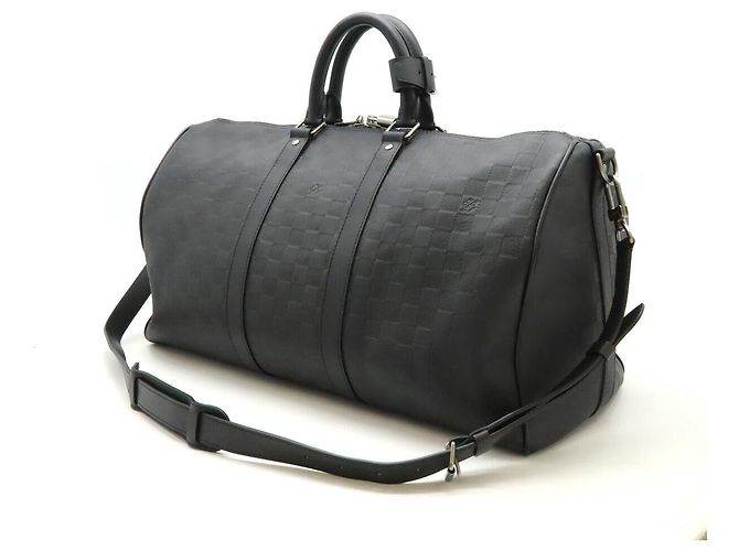 Sac Keepall Bandoulière 45 Damier Infini Louis Vuitton N41145 Noir - vue 2