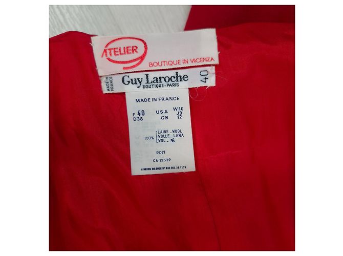Rotes Kleid mit plissiertem Rock Guy Laroche 70er - Ansicht 4