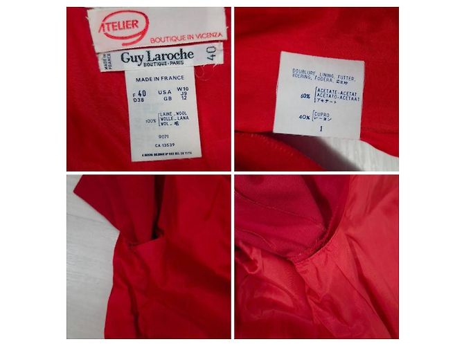 Rotes Kleid mit plissiertem Rock Guy Laroche 70er - Ansicht 9