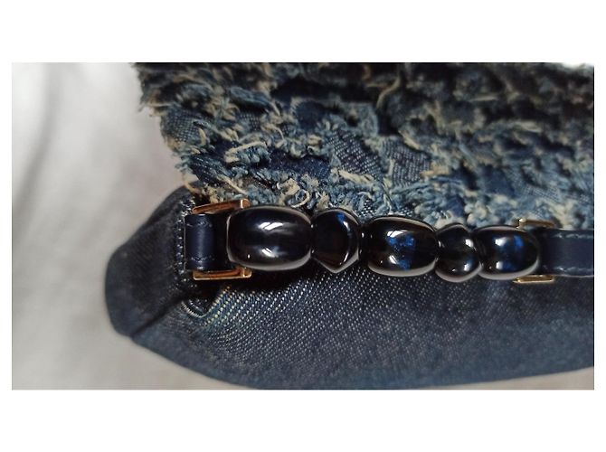 Borsa a mano Christian Dior Malice in denim e pelle blu - vista 10