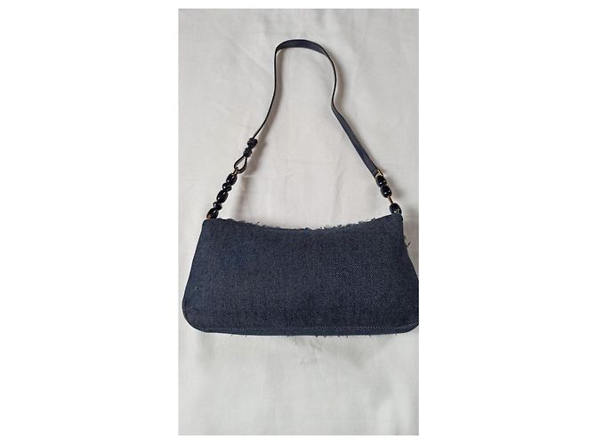 Borsa a mano Christian Dior Malice in denim e pelle blu - vista 2