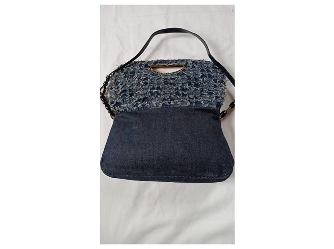Borsa a mano Christian Dior Malice in denim e pelle blu - vista 4