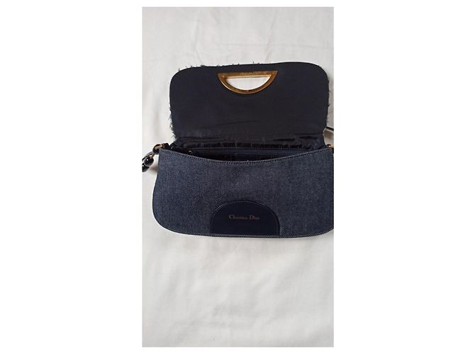 Borsa a mano Christian Dior Malice in denim e pelle blu - vista 5