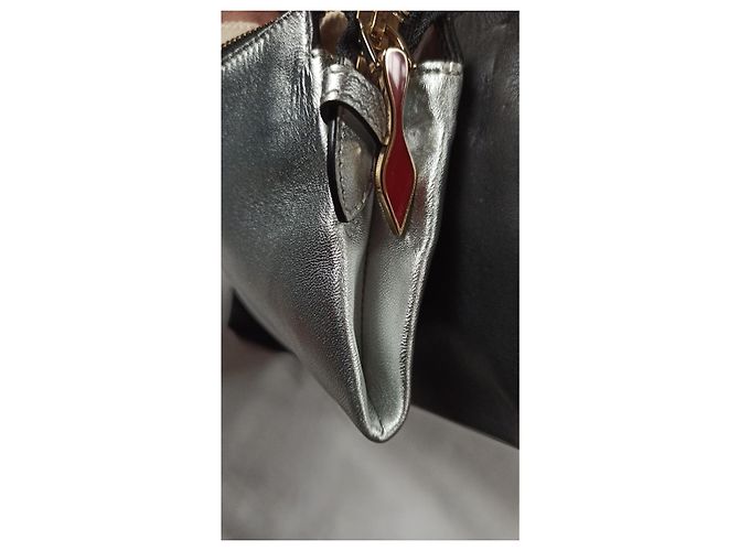 Clutch Christian Louboutin in pelle nera e argento Nero Multicolore - vista 10