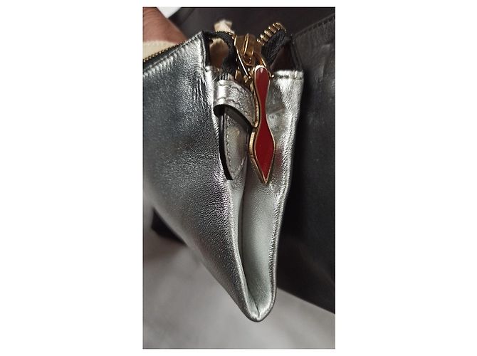 Clutch Christian Louboutin in pelle nera e argento Nero Multicolore - vista 11