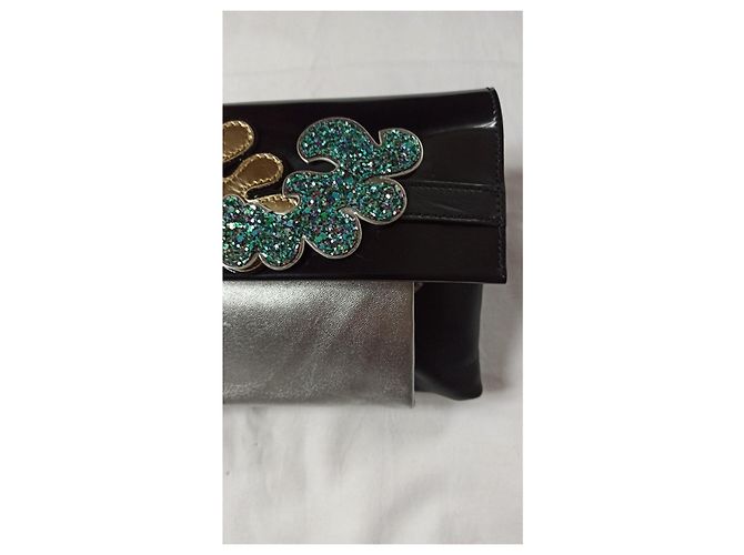 Clutch Christian Louboutin in pelle nera e argento Nero Multicolore - vista 3
