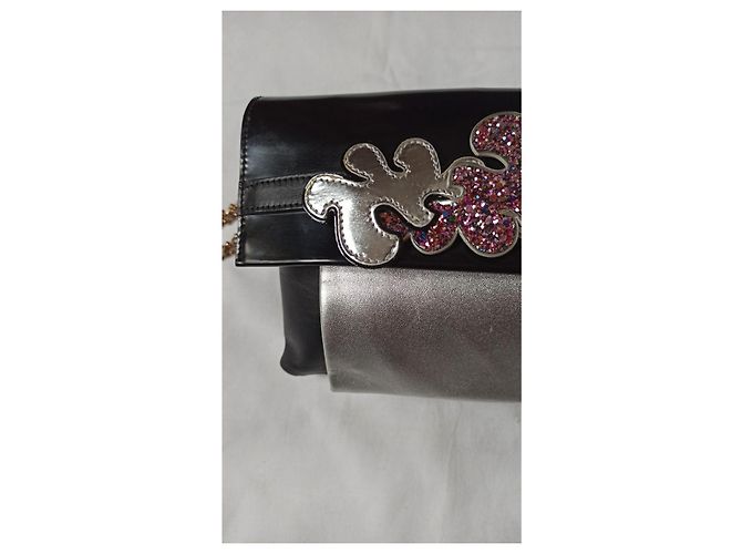 Clutch Christian Louboutin in pelle nera e argento Nero Multicolore - vista 4