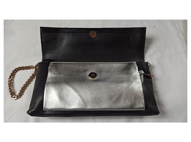 Clutch Christian Louboutin in pelle nera e argento Nero Multicolore - vista 8