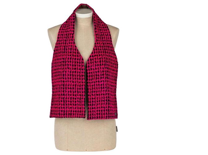 Sciarpa Chanel in lana e pelle di agnello Fucsia Fuschia - vista 2