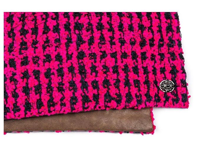 Sciarpa Chanel in lana e pelle di agnello Fucsia Fuschia - vista 3