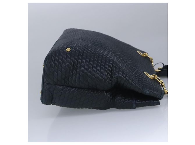 BALLY Borsa a Spalla in Pelle Trapuntata con Catena Navy Auth ti2299 Blu navy - vista 5