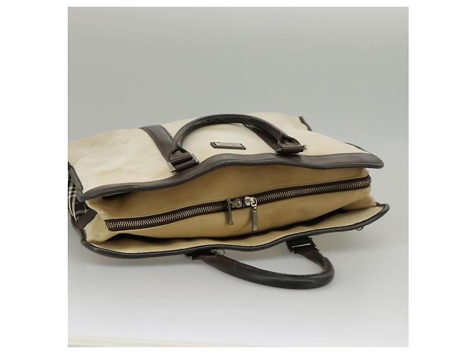 BURBERRY Black label Hand Bag Canvas White Silver Auth ti2347 Silvery - view 10