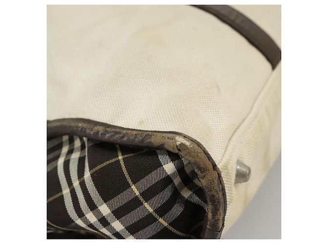 BURBERRY Black label Hand Bag Canvas White Silver Auth ti2347 Silvery - view 17