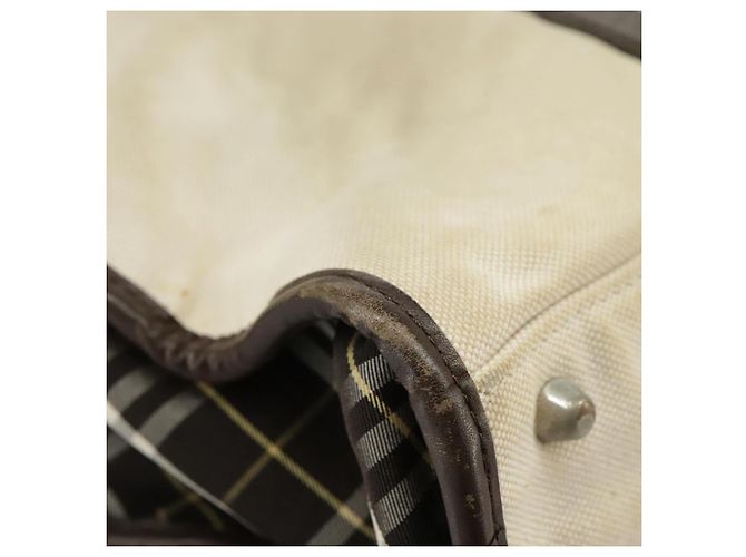 BURBERRY Black label Hand Bag Canvas White Silver Auth ti2347 Silvery - view 19