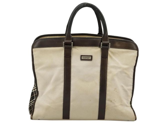 BURBERRY Black label Hand Bag Canvas White Silver Auth ti2347 Silvery - view 2