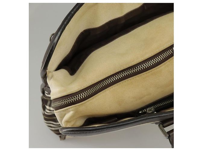 BURBERRY Black label Hand Bag Canvas White Silver Auth ti2347 Silvery - view 24
