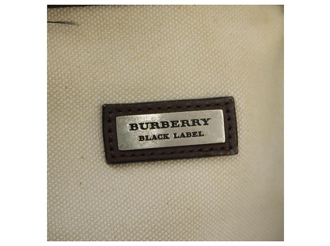 BURBERRY Black label Hand Bag Canvas White Silver Auth ti2347 Silvery - view 25