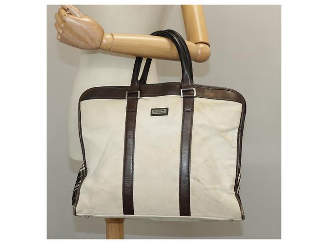 BURBERRY Black label Hand Bag Canvas White Silver Auth ti2347 Silvery - view 38