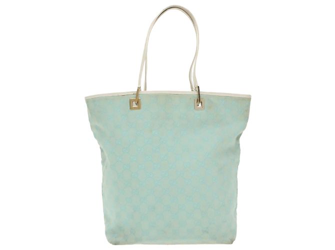 GUCCI GG Canvas Tote Bag Hellblau Gold 002 1098 Auth 99662 Golden - Ansicht 3