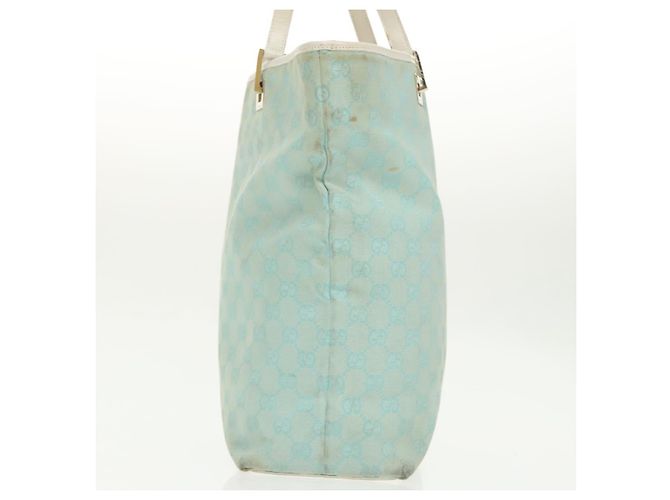 GUCCI GG Canvas Tote Bag Hellblau Gold 002 1098 Auth 99662 Golden - Ansicht 4