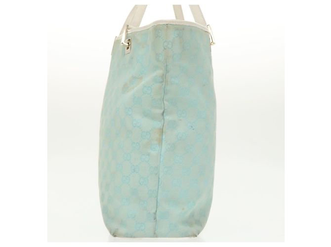 GUCCI GG Canvas Tote Bag Hellblau Gold 002 1098 Auth 99662 Golden - Ansicht 5