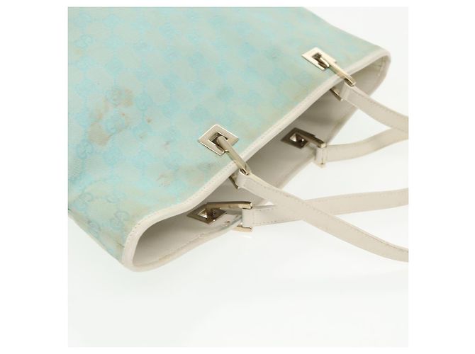 GUCCI GG Canvas Tote Bag Hellblau Gold 002 1098 Auth 99662 Golden - Ansicht 6
