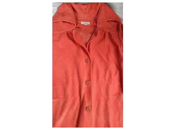 Christian Dior Kleid aus Korallenrosa Samt - Ansicht 4