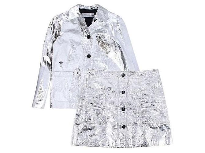 Set Giacca e Mini Gonna in Pelle Metallica Christian Dior - vista 12