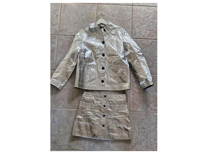 Set Giacca e Mini Gonna in Pelle Metallica Christian Dior - vista 5
