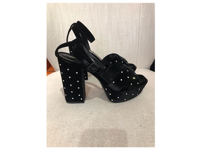 SAINT LAURENT Sandali T.EU 40 Velluto Nero - vista 5