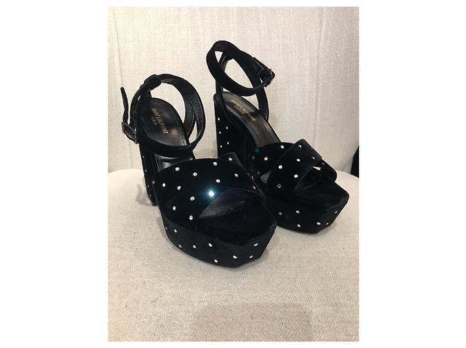 SAINT LAURENT Sandali T.EU 40 Velluto Nero - vista 6