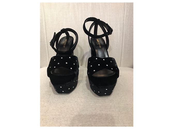 SAINT LAURENT Sandali T.EU 40 Velluto Nero - vista 7