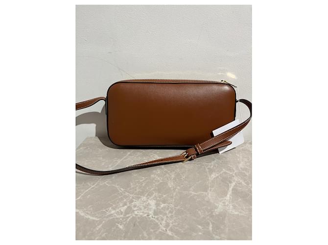 Triomphe Céline Borse CELINE T. Pelle Marrone - vista 3
