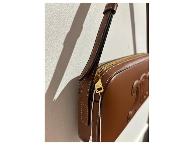 Triomphe Céline Borse CELINE T. Pelle Marrone - vista 5