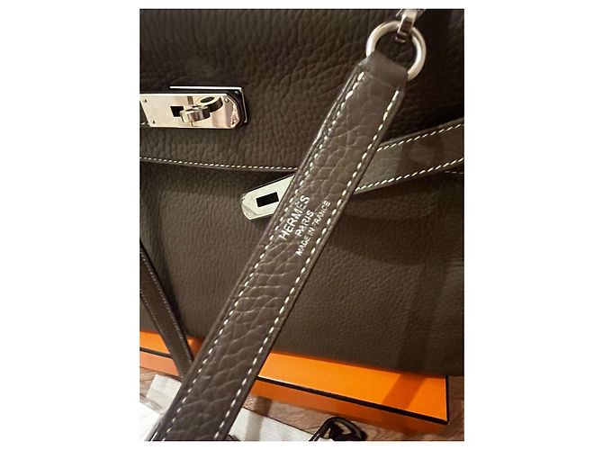Kelly 32 Etoupe Clemence Hermès Turchese - vista 11