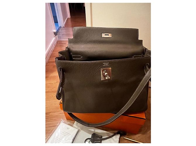Kelly 32 Etoupe Clemence Hermès Turchese - vista 17