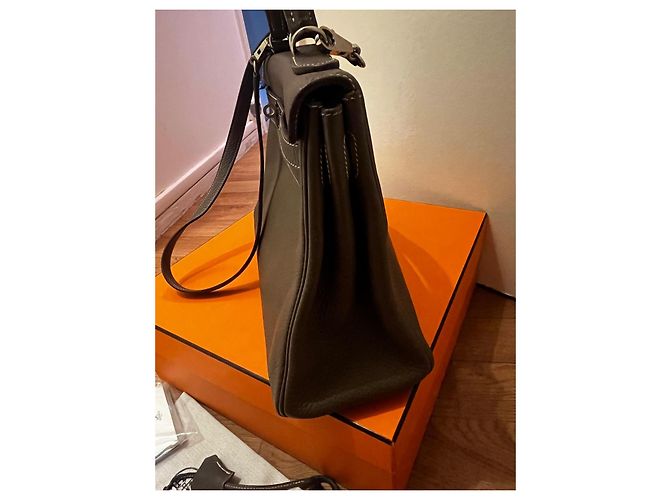 Kelly 32 Etoupe Clemence Hermès Turchese - vista 4